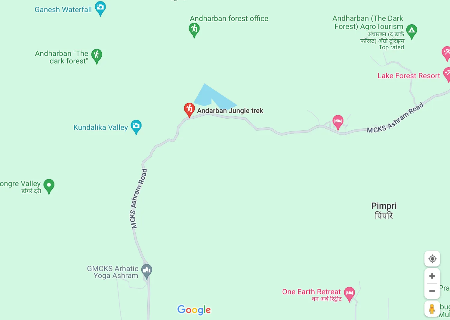 Google map of the&nbsp;Andharban Trek