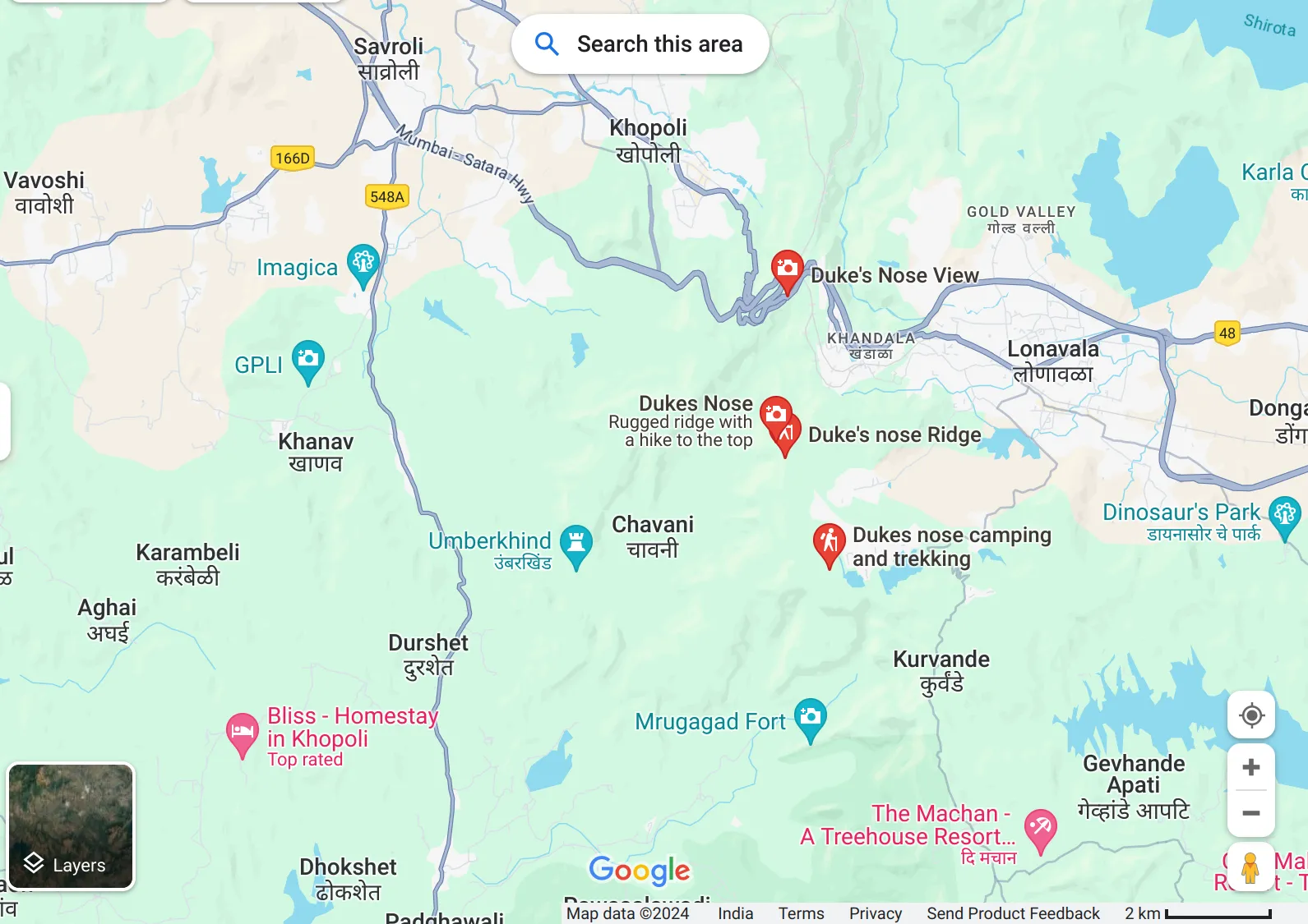 Google location of&nbsp;Duke's Nose trek