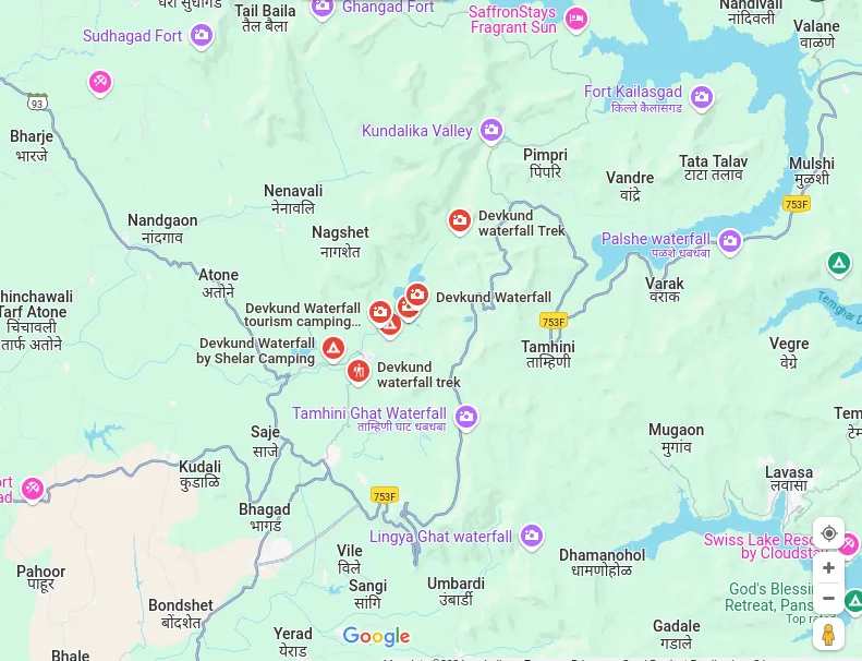 Google location of&nbsp;devkund Waterfall Trek