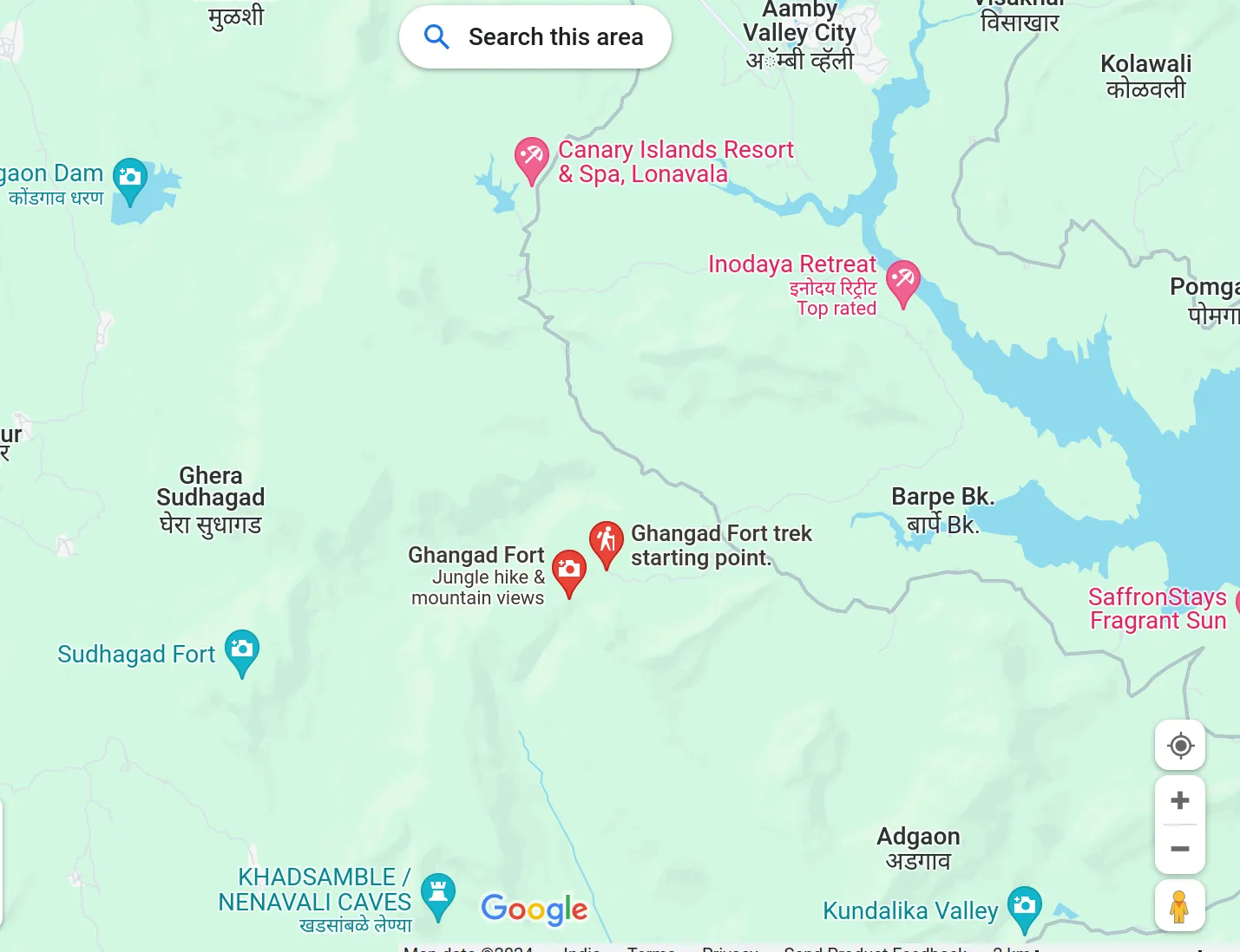 Google the location of&nbsp;Ghangad Fort Trek